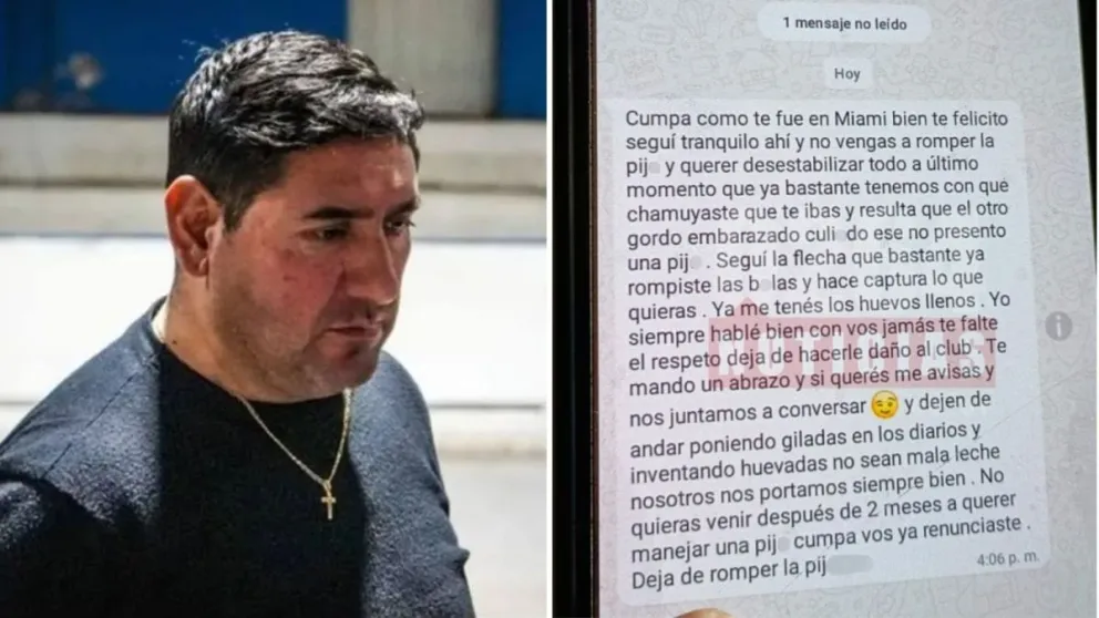 Mauricio Acosta y el mensaje que denunció haber recibido de un tal Cristian.