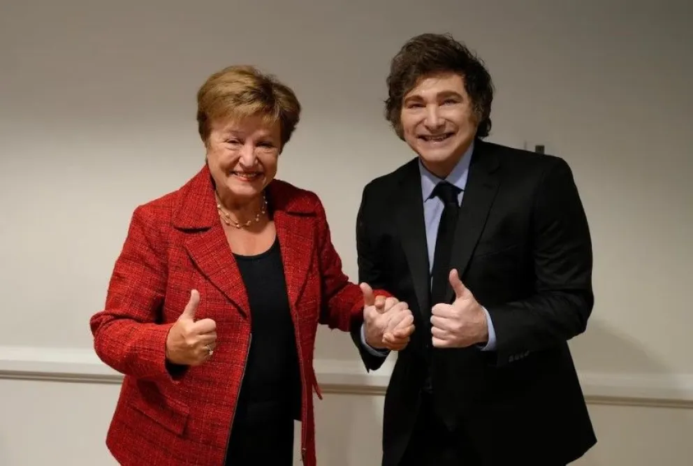 Kristalina Georgieva, titular del FMI, y Javier Milei, presidente de Argentina.