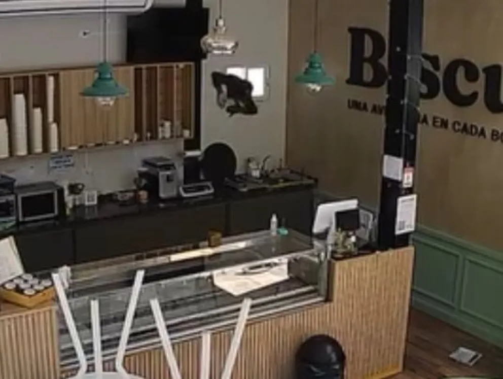 Foto captura del video, donde se observa a Lepez ingresandoa robar a la heladeria.