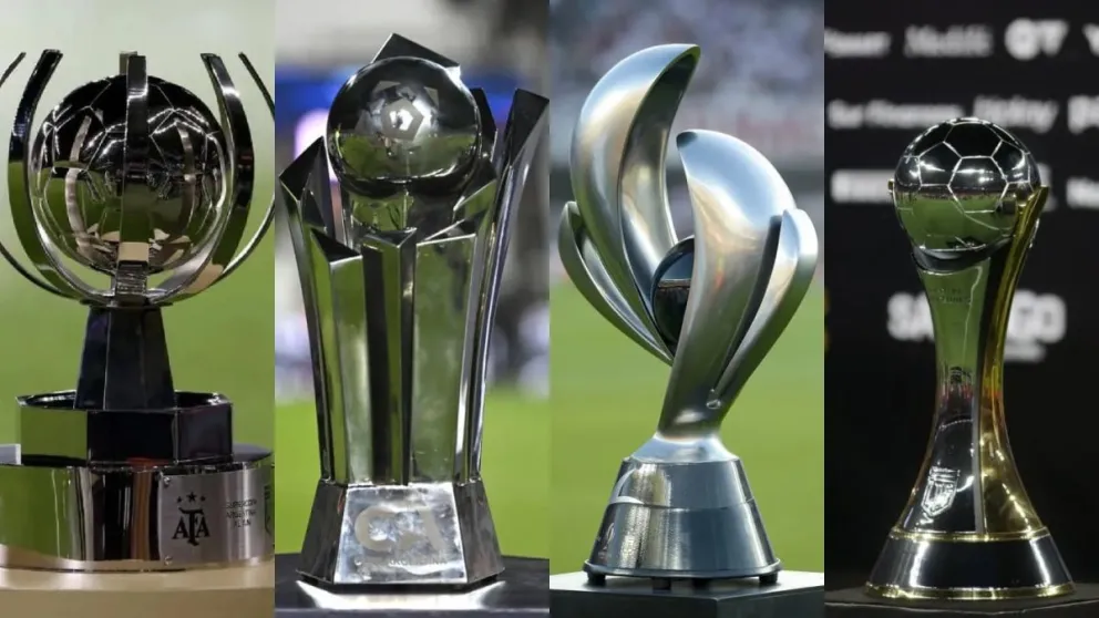 Algunos de los trofeos que se disputarán en la temporada 2026 del fútbol argentino.