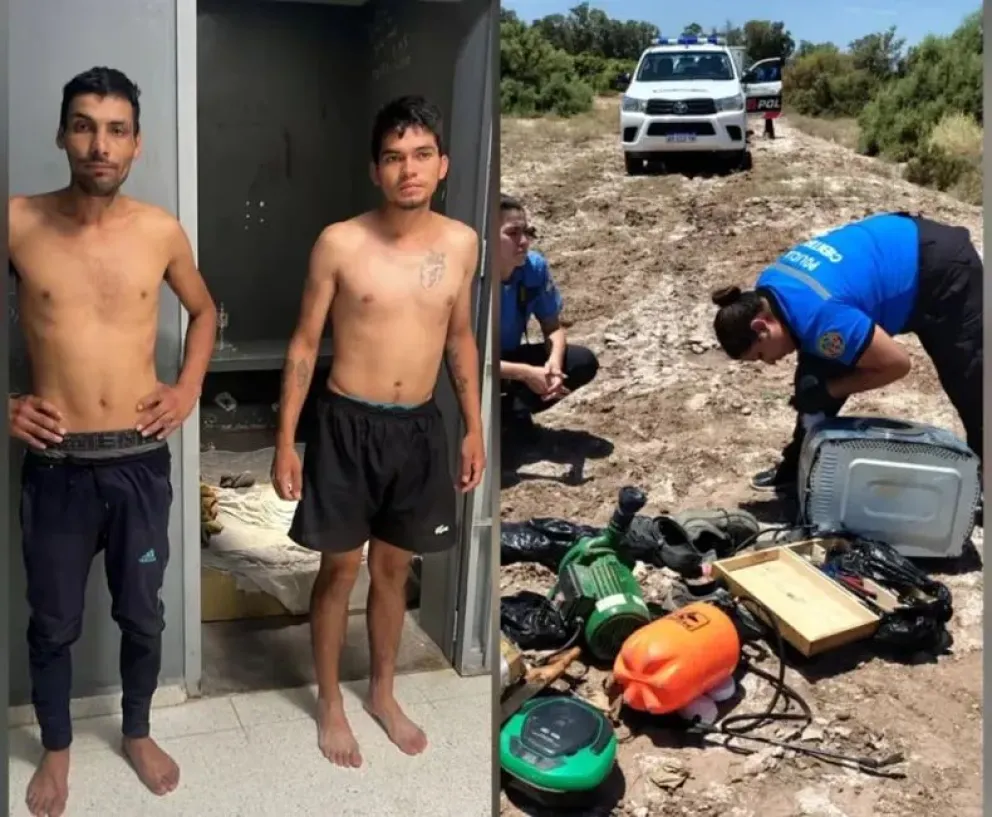 Los dos hombres detenidos tras robar una casa de fin de semana en Las Chacritas, 9 de Julio.
