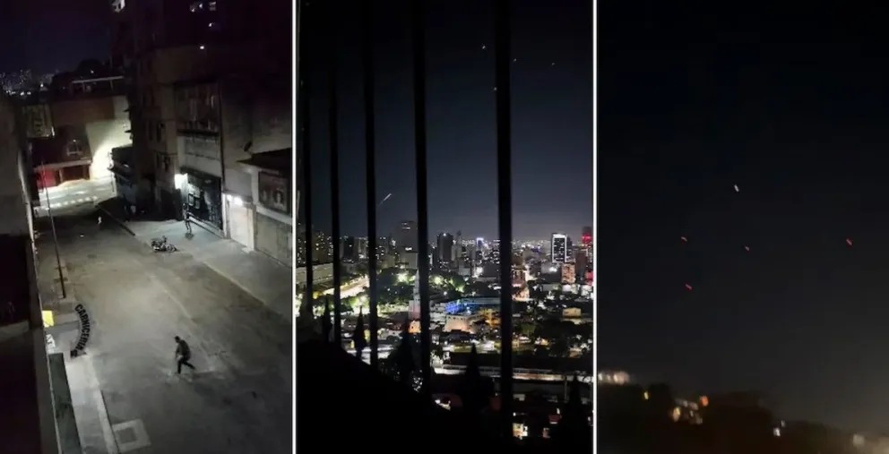 Distintas imágenes de usuarios en redes sociales sobre las detonaciones en Caracas.