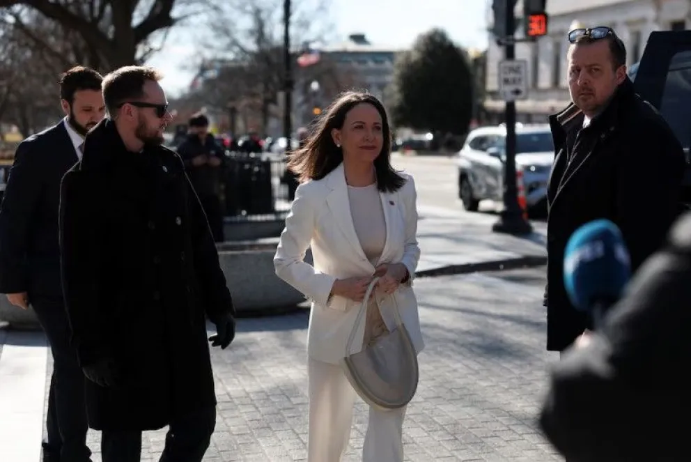 María Corina Machado ingresando a la Casa Blanca.