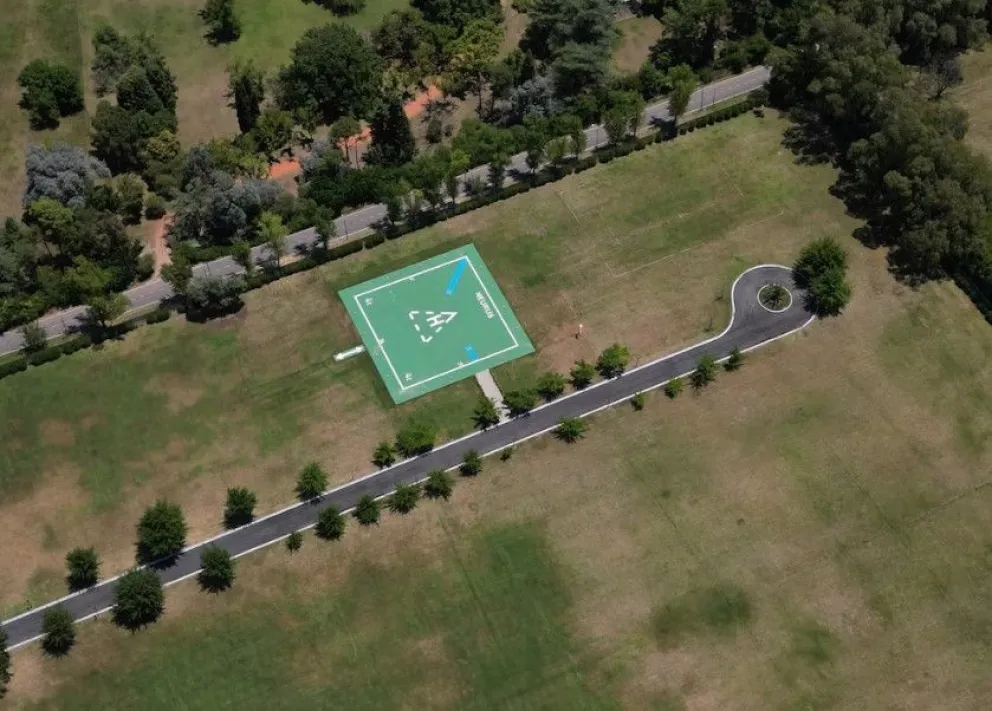 El helipuerto de la mansión de Pilar.