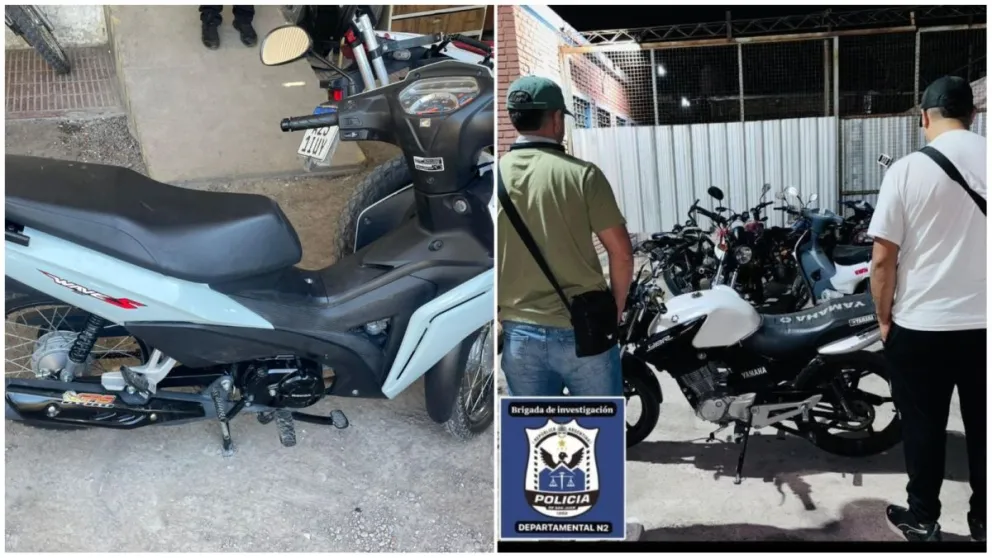 Las motos que recuperó la policía tras varios operativos.