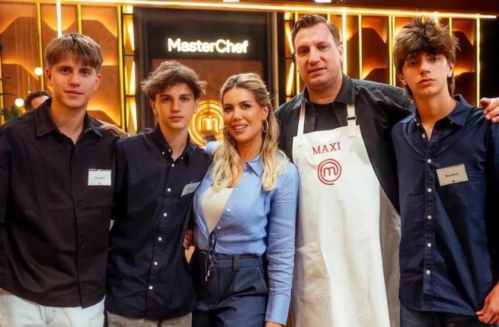 Wanda Nara y Maxi López, junto a los tres hijos varones entre ambos.