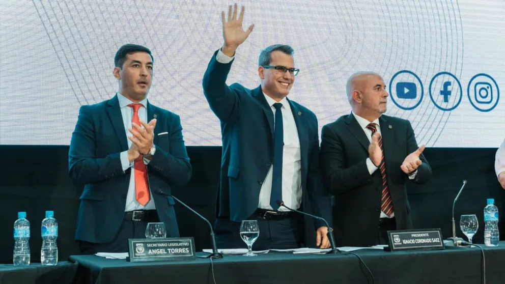 Cambio. En sus dos primeros años de gestión, Munisaga dio su discurso anual en el Centro de Convenciones de Rawson. Ahora, muda la actividad oficial a la plaza de la Villa San Damián.