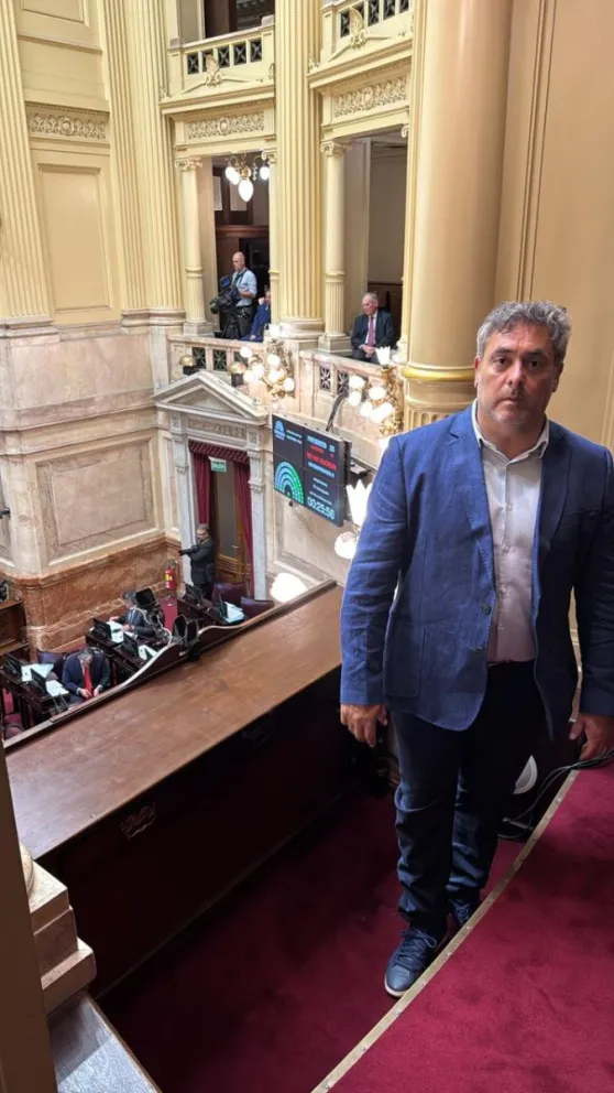 Fernando Godoy, presidente de Caprimsa, quien se encuentra en el Senado observando el debate de la Ley de Glaciares.