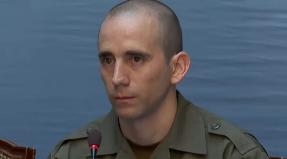 Nahuel Gallo, durante la conferencia de prensa.