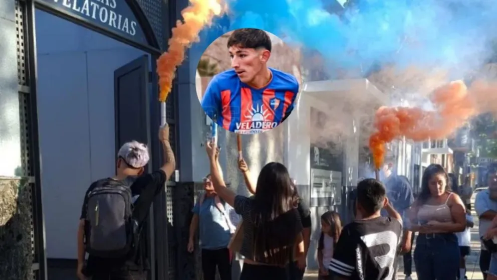 Conmovedora. La despedida en el sepelio, desarrollado esta mañana, de los restos del futbolista Santiago Contreras Montaño.