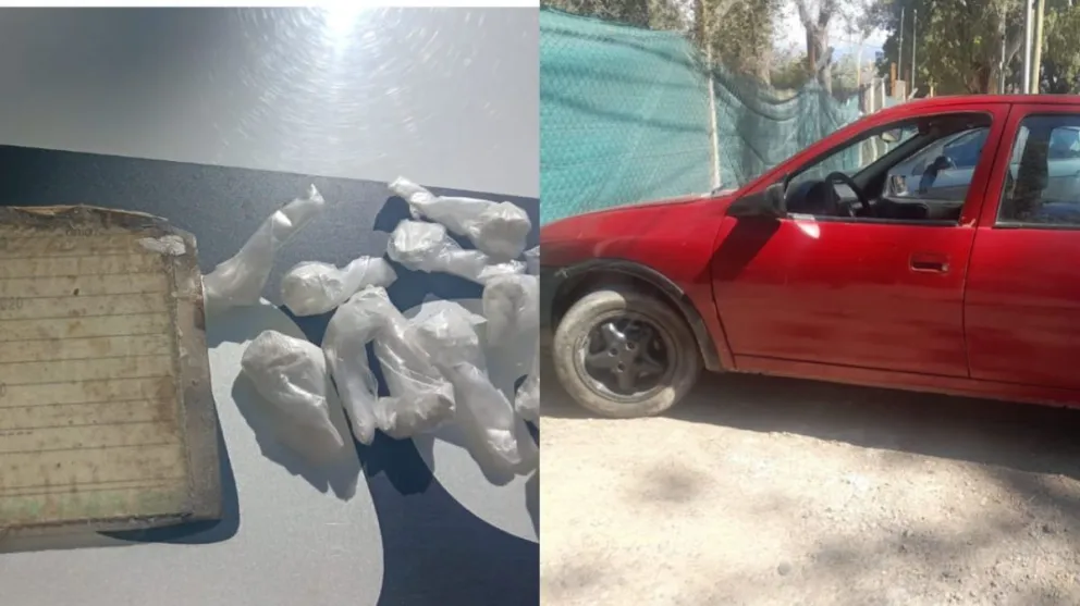 Sustancias secuestradas y auto en el que iba el joven 