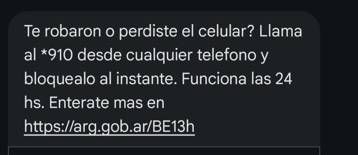 Mensaje que lleg&oacute; a los usuarios