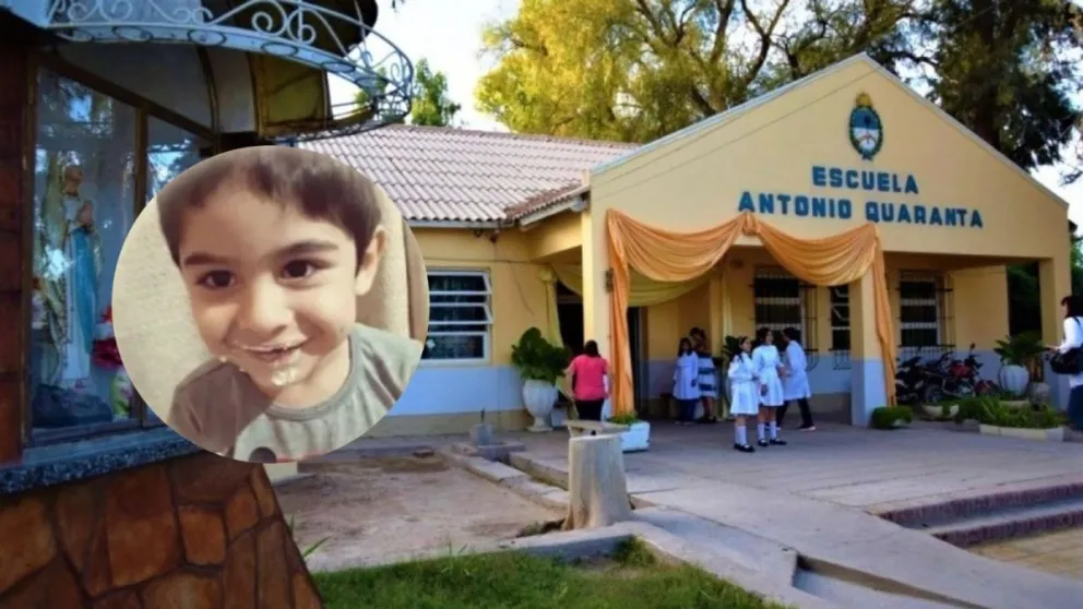 El pequeño Matías, y la escuela a la cual asistía en Jáchal.