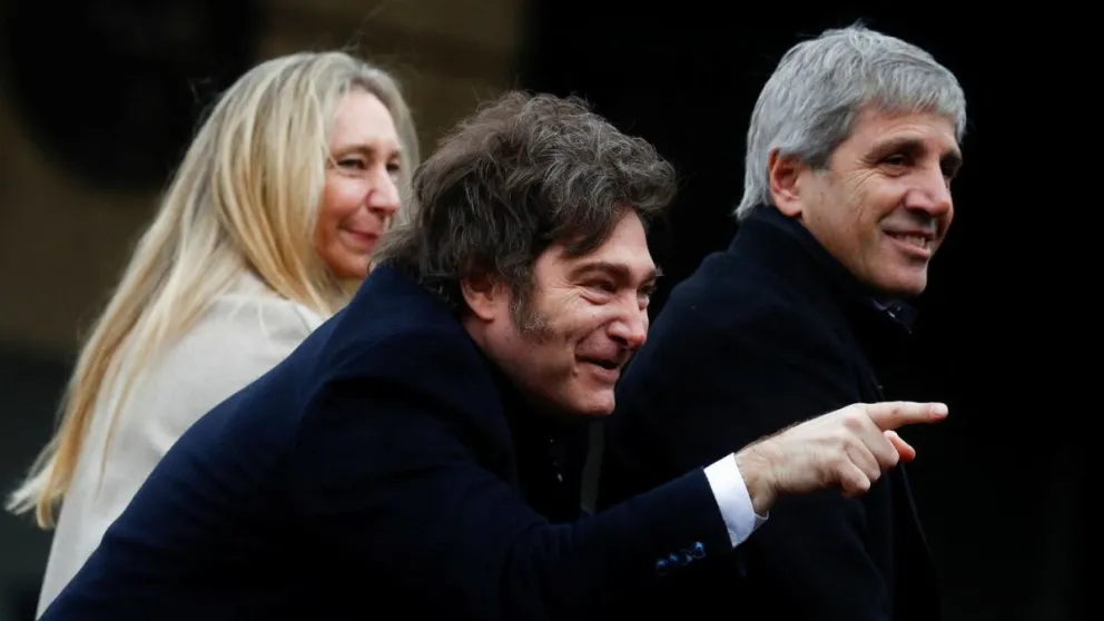 Javier Milei, Karina Milei y Luis Caputo