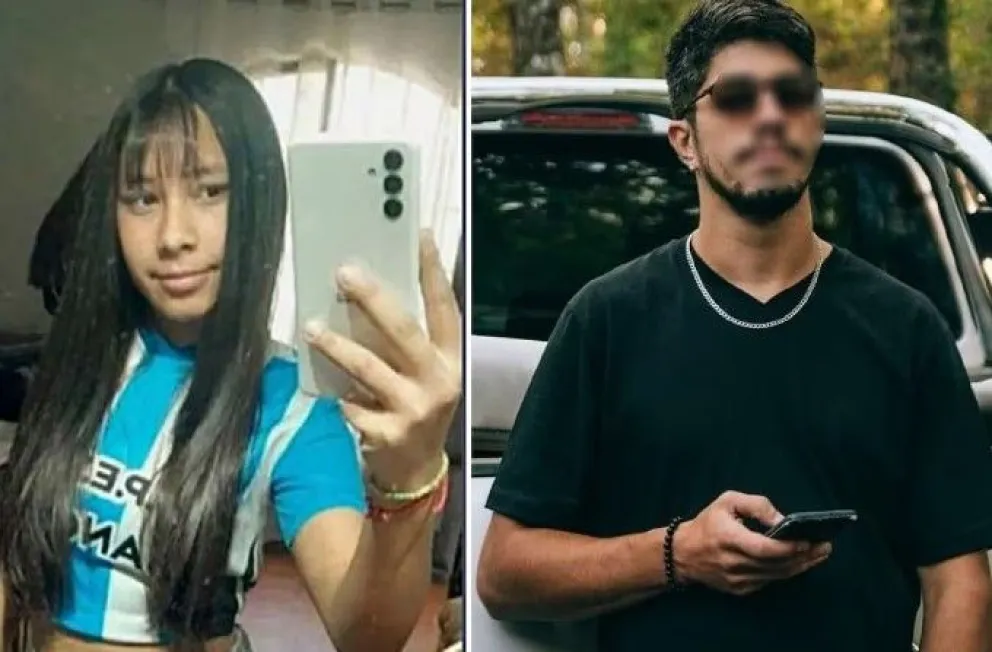 Agostina Vega y Claudio Barrelier, el único detenido hasta ahora por el asesinato de la joven.