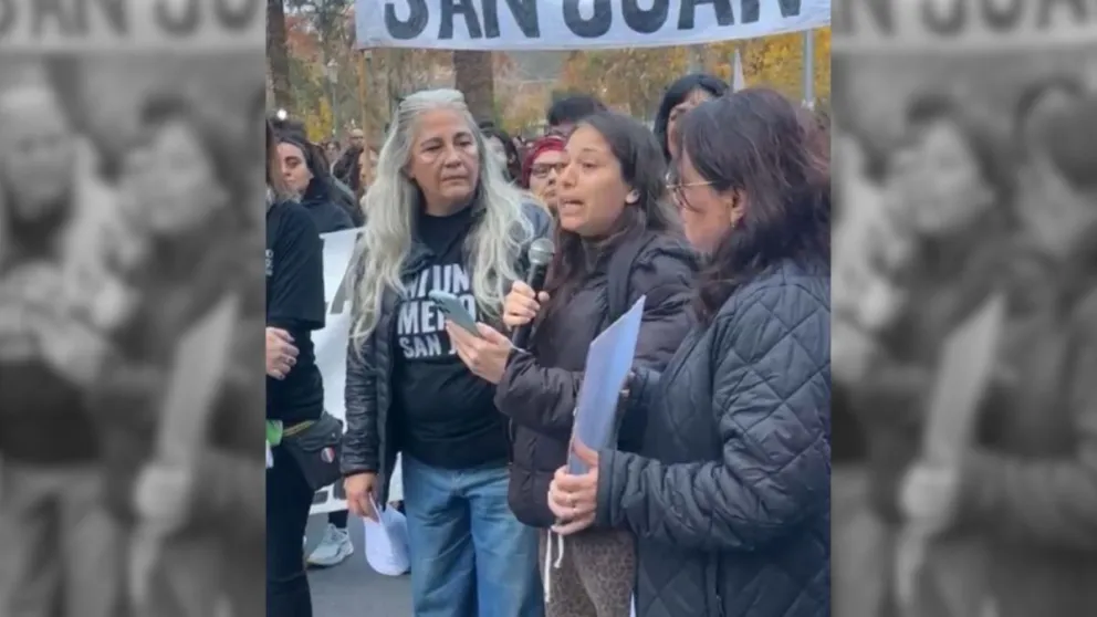 La mamá de Martina, durante su discurso en la marcha Ni Una Menos en San Juan.