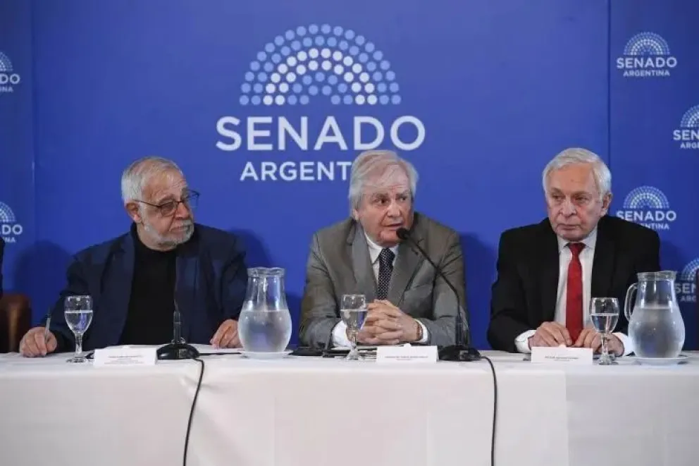 El juez federal sanjuanino Leopoldo Rago Gallo, durante su exposición en el Senado esta jornada.