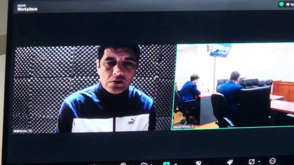Omar Heredia estuvo conectado desde el Penal via Zoom, durante la audiencia de esta jornada.