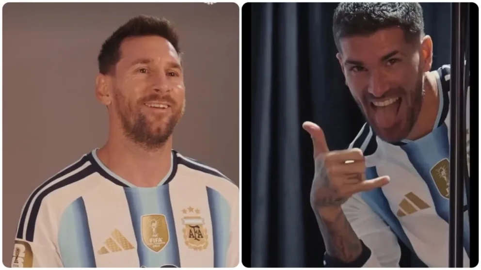 Lionel Messi y Rodrigo De Paul, en plena producción oficial por el Mundial.