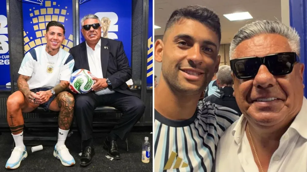 El sanjuanino Claudio Tapia y dos de los autores de los goles ante Egipto: Enzo Fernández y Cuti Romero.