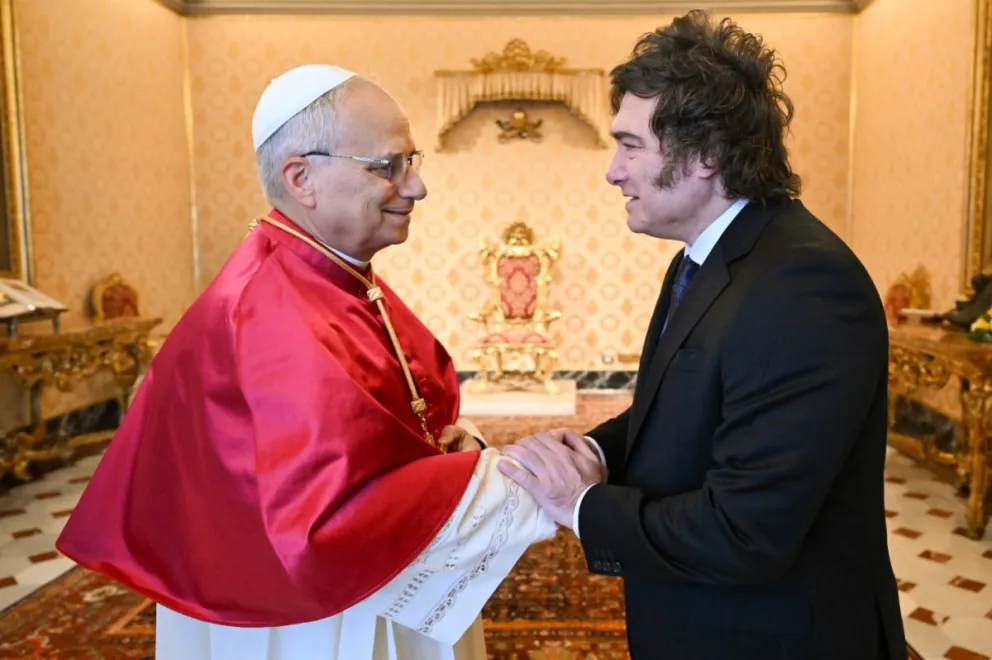 Javier Milei y el papa León XIV, en una reunión en el Vaticano.