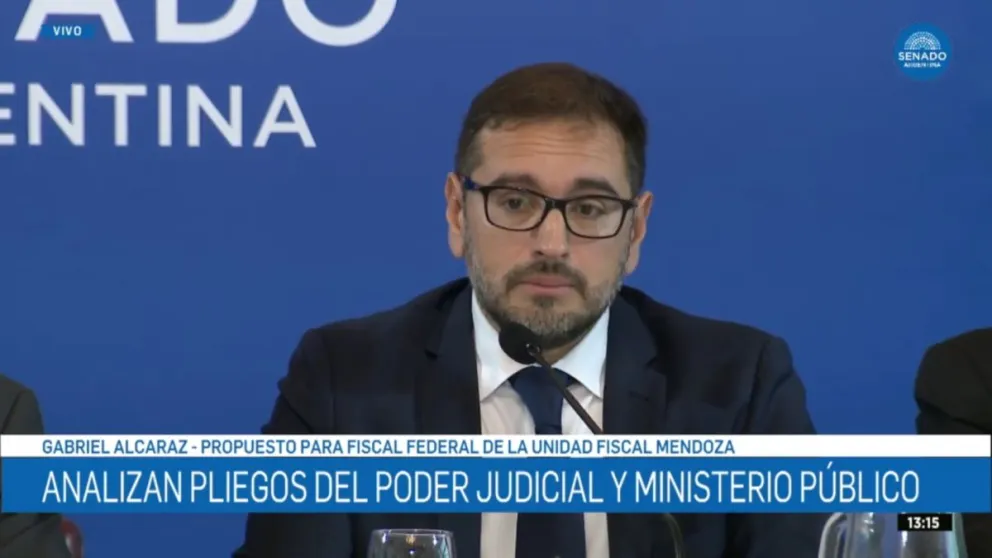 El fiscal Fernando Alcaraz, durante su exposición el 1 de julio en la Comisión de Acuerdos del Senado.