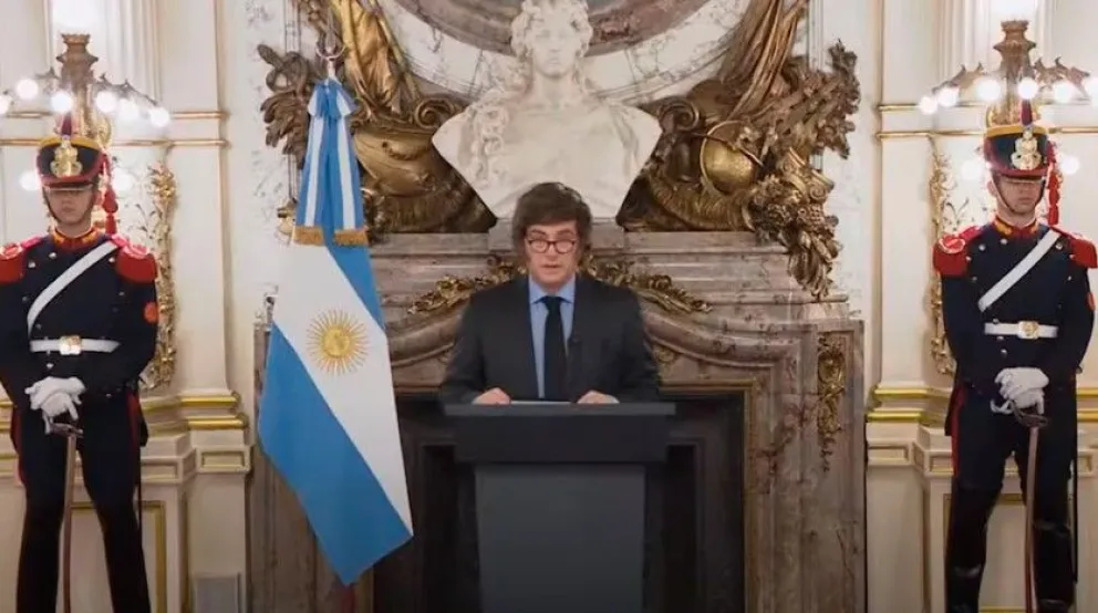 Javier Milei, durante una anterior cadena nacional.