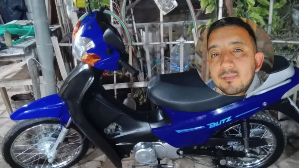Esta es la moto 110cc. Blitz que conducía Alberto Quiroga, cuando, según la Justicia, sufrió el accidente que derivó en su muerte.