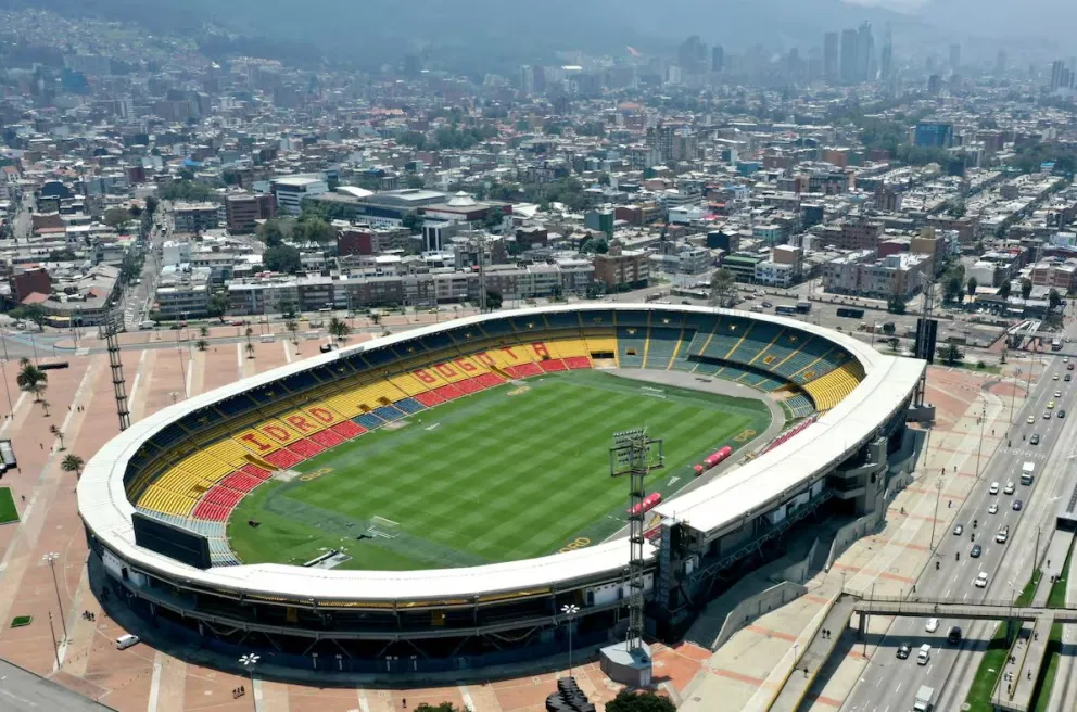 Vista aérea del Estadio El Campín, donde River debía jugar ante Independiente Santa Fe, por la Copa Sudamericana.
