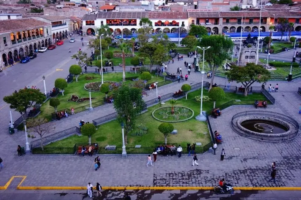 La plaza central de Ayacucho, en Perú, región donde fue el epicentro del terremoto esta jornada.
