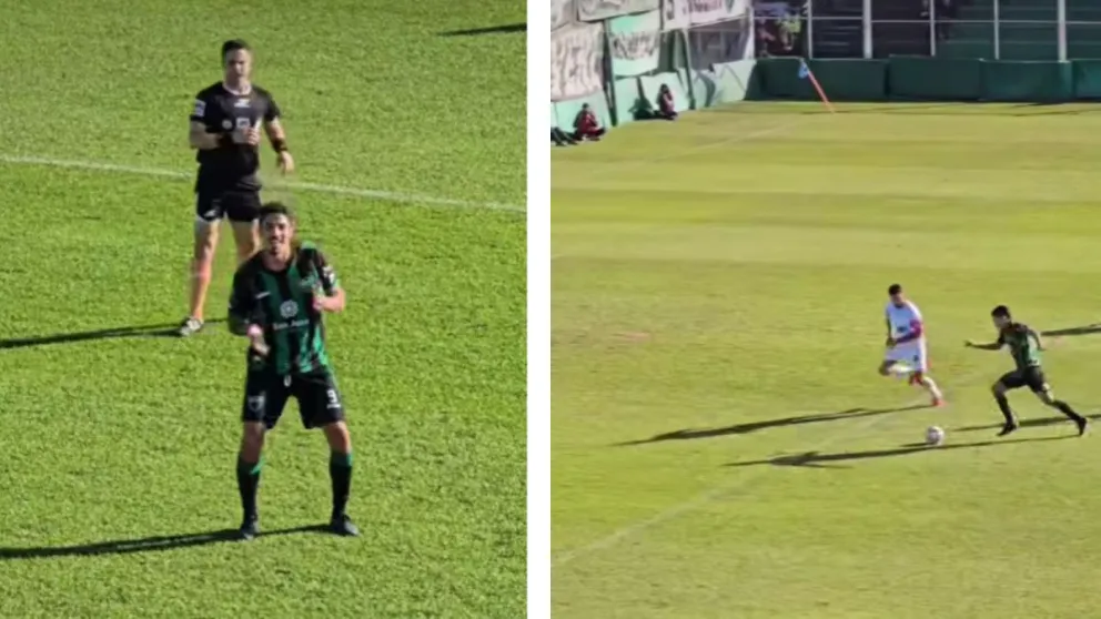 Funez y su celebración del gol que se hizo viral este sábado en el Hilario Sánchez.