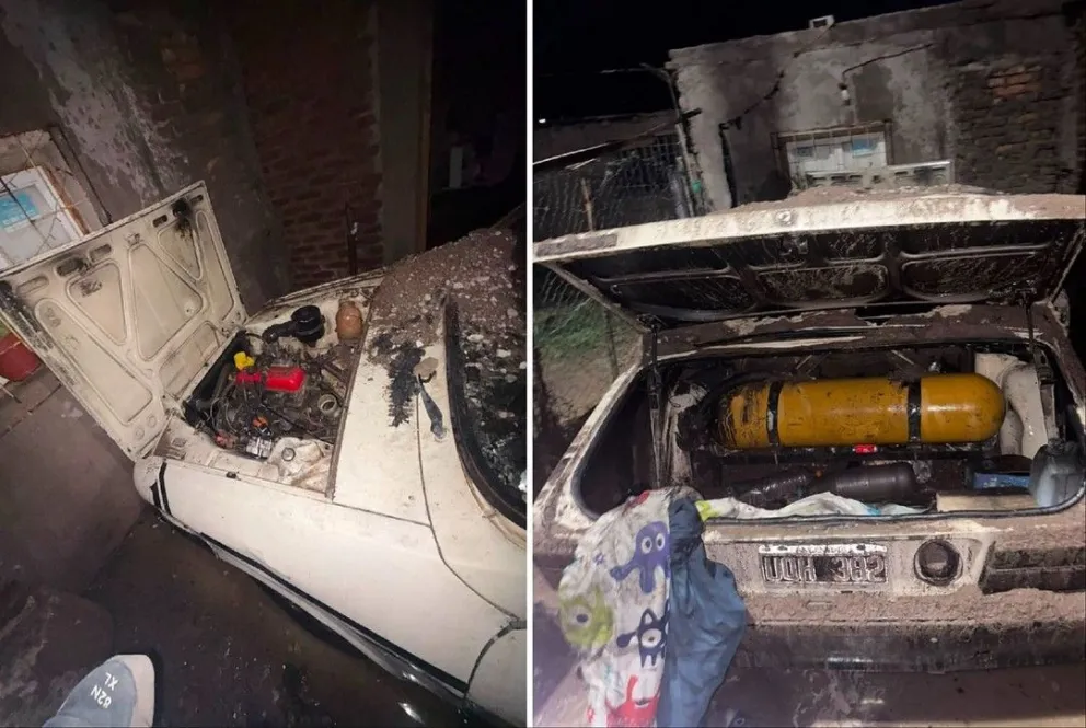 Así quedó el auto de la víctima. 