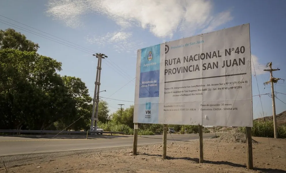 La obra sobre la Ruta 40 Sur hacia Mendoza se encuentra paralizada desde principio de año.