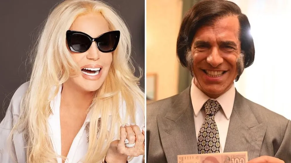 Susana Giménez y Leonardo Sbaraglia como Carlos Menem en la serie de Prime Video.
